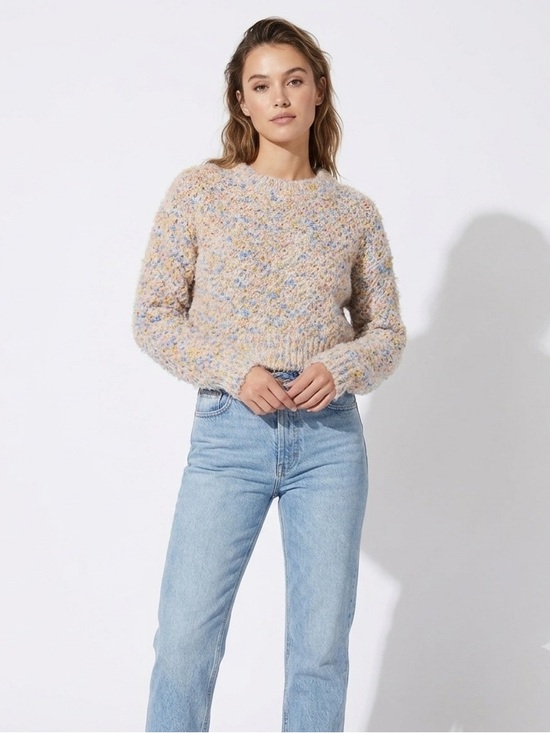 Made with Love Sweaters - Made With Love Pastel Fuzzy Knit Cropped Sweater Small EUC Multicolor Pullover